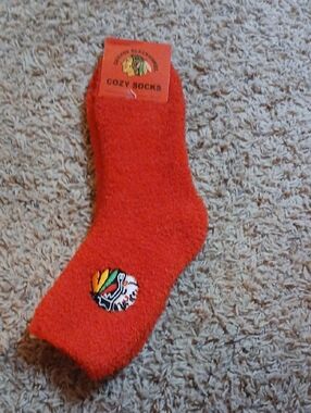 Chicago Blackhawks Cozy Red Fuzzy Sock